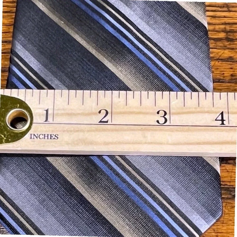 Joseph Feiss International Silk‎ Tie Striped Gray Blue Tan Men's Repp Necktie